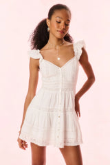 Rietta Cotton Lace-Trimmed Mini Dress