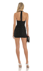 Shimmer Bodycon Dress in Black