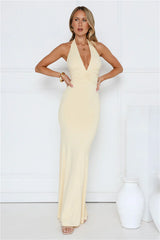 Chic Spark Halter Maxi Dress Yellow