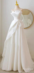 Elegant White Strapless A-line Long Prom Dress,PD37906