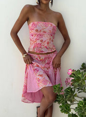 Tipsy Strapless Top Pink Paisley