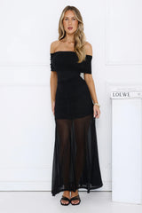 Lumière Off Shoulder Mesh Maxi Dress