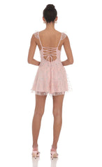 Sequin Glitter Fit and Flare Dress in Pink