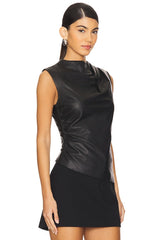 Leather Ruched Top
