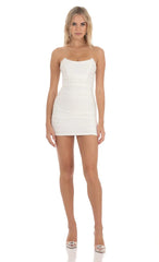 Strapless Sequin Butterfly Bodycon Dress in White