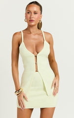 Kelly Two Piece Set - Recycled Long Line Knit Top and Fitted Knit Skirt in Lime