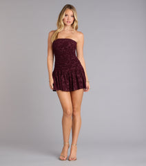 Flirty Nights Flocked Floral Velvet Skater Dress