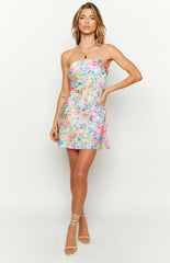 Ellie Floral Print Strapless Mini Dress