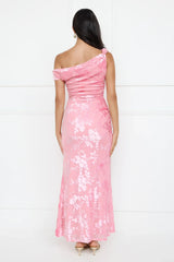 Sultry Poise Mesh Off Shoulder Maxi Dress