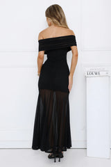 Lumière Off Shoulder Mesh Maxi Dress