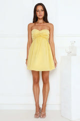 Sunset Wanderlust Strapless Mini Dress Yellow