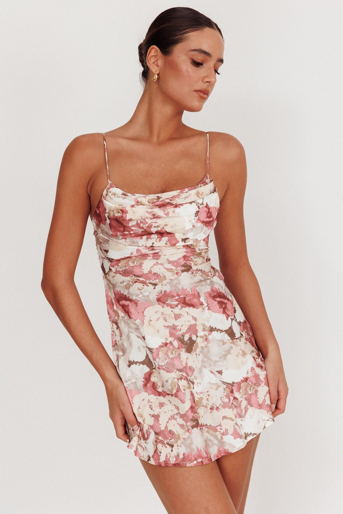 Well Versed Pleated Mini Dress Rose