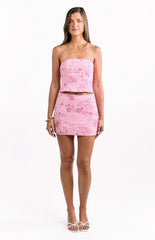 Vila Light Pink Strapless Beaded Top
