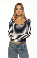 Ronney Navy Stripe Long Sleeve Top