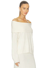 Premium Cashmino Ribbed Draped Top