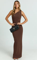 Criselda Maxi Dress One Shoulder Maxi Dress in Chocolate