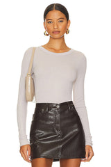 Silk Knit Long Sleeve Tuck Top