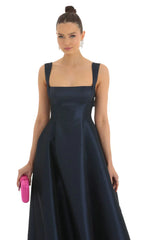 Fit and Flare Maxi Dress in Navy