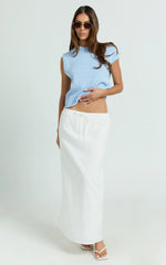 Marilou Top - Knit Off Shoulder Top in Pale Blue