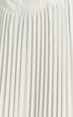 Loretta Midi Dress Lace Up Back Bustier Pleated Dress in Cream